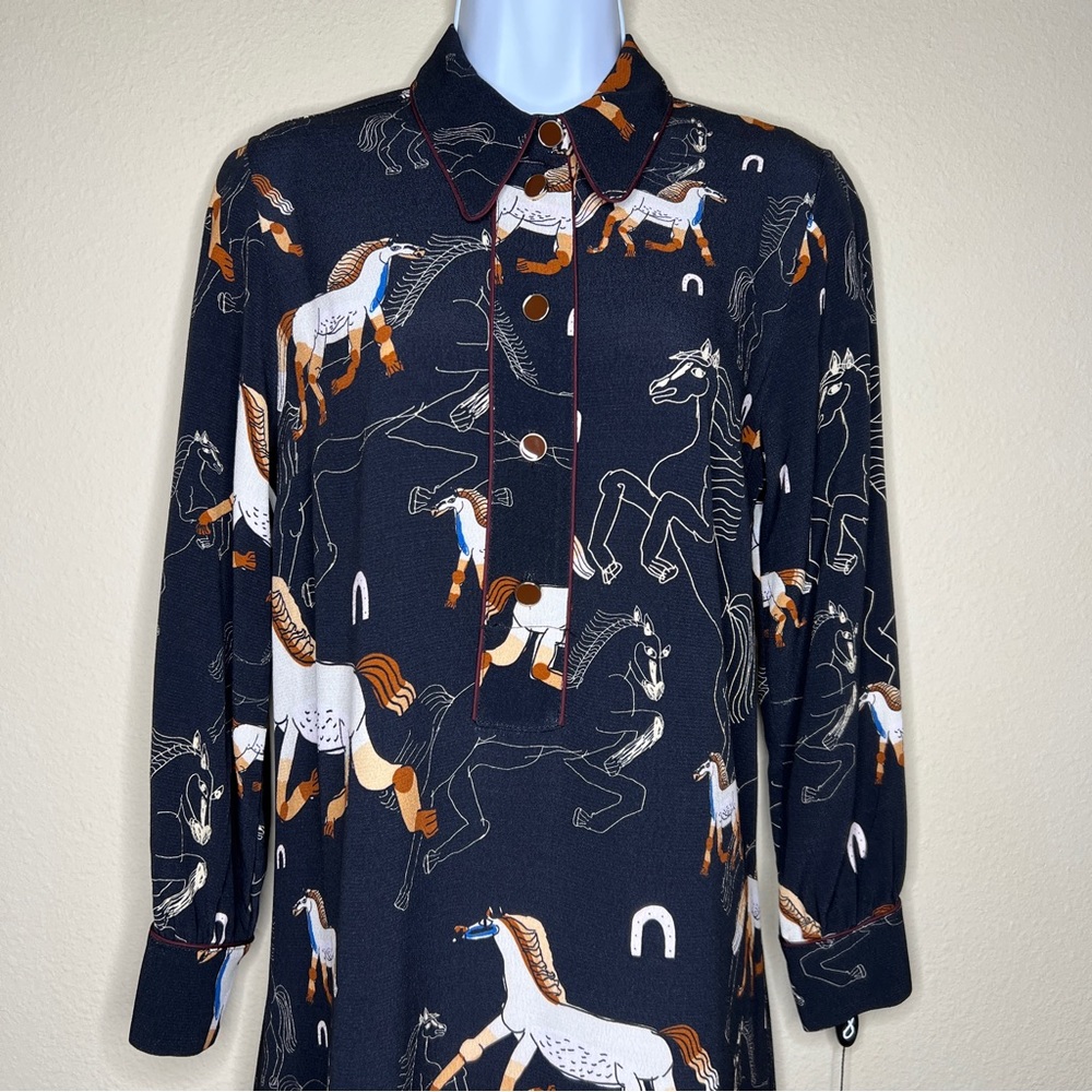 OTTOD’AME Black Horse Print Sheath Dress - Sz 2 - Picture 2 of 12